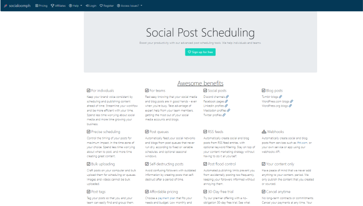 Socialoomph Facebook Post Scheduler